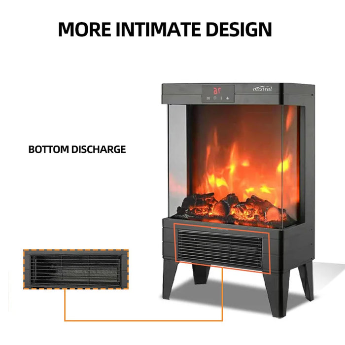 Mistral 2000W Flame Effect Electric Heater 2 Heat Settings With Remote Control AUSTOCK