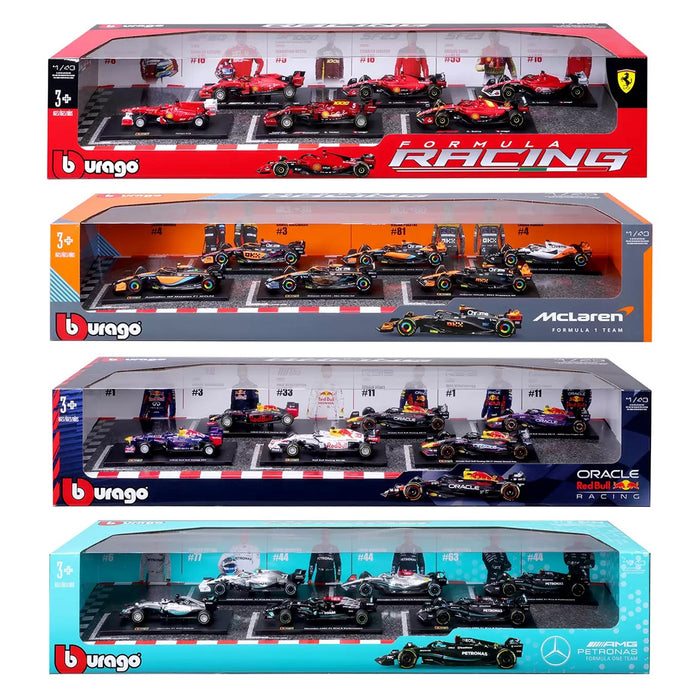 Burago 1:43 Formula Racing Die Cast With Plastic Part 6 Pack Ferrari Car Model