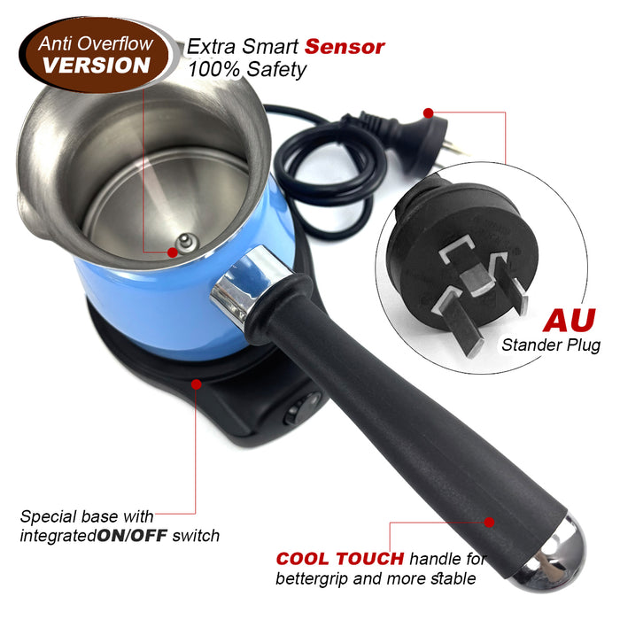 Electric Turkish Greek Arabic Coffee Maker New Automatic Sensor Anti Overflow 200ml