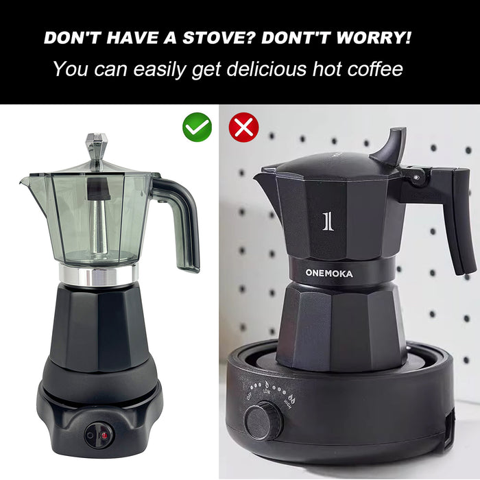 Electric Moka Coffee Maker Espresso Italian Classic Auto power off for Home 3/6Cups