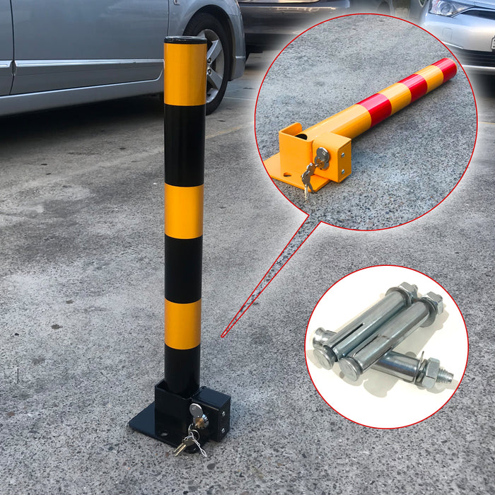 Black Parking Bollard locker Barrier Key Alike Or Independent Fold Down Vehicle