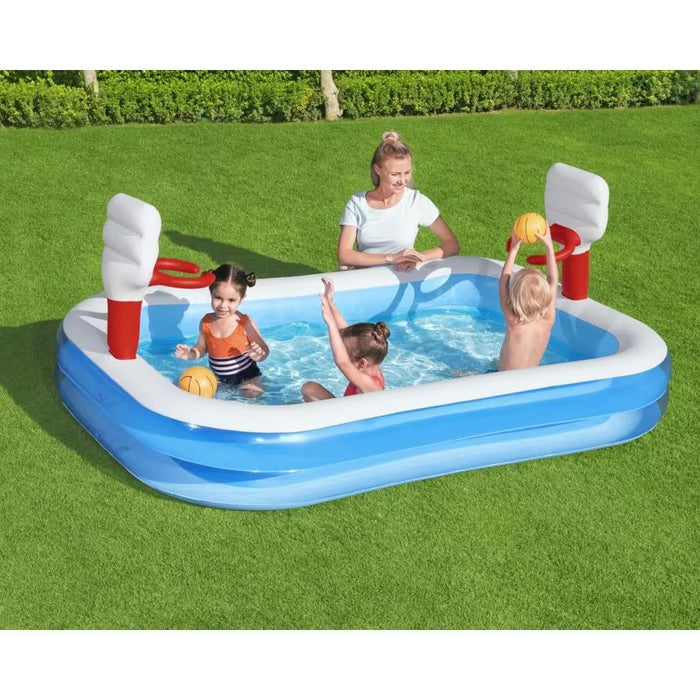 Bestway Inflatable Basketball Play Pool 251x168x102cm with 2 Balls For Kids