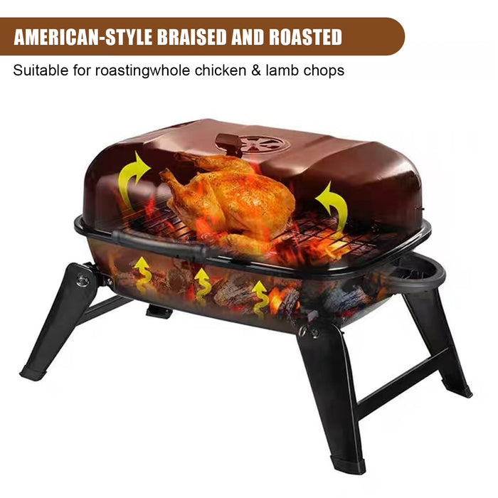 Portable Charcoal Grill – Mini BBQ Grill - Compact Tabletop Charcoal Grill for Camping, Outdoor Cooking, Folding Camping Grill for Picnics, Tailgating, Backyard Grilling