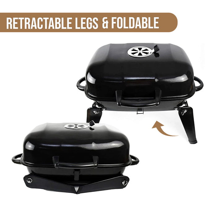 Portable Charcoal Grill – Mini BBQ Grill - Compact Tabletop Charcoal Grill for Camping, Outdoor Cooking, Folding Camping Grill for Picnics, Tailgating, Backyard Grilling