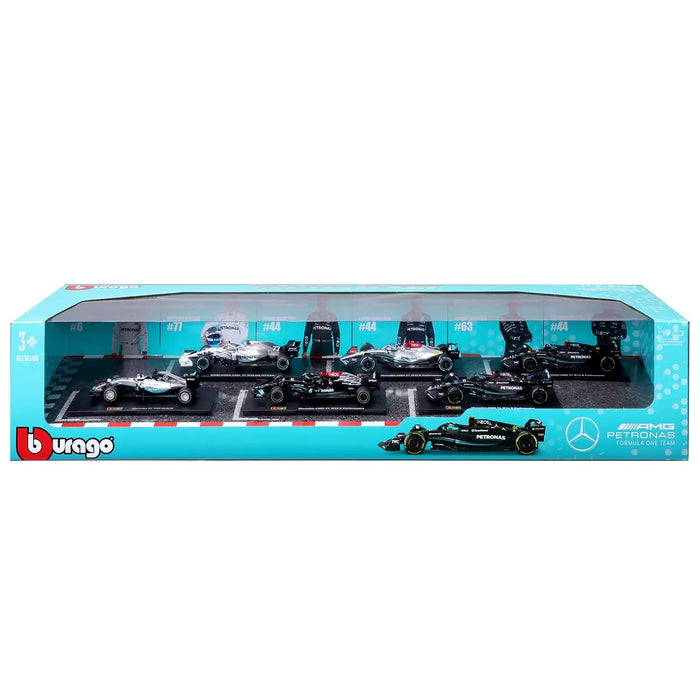 Burago 1:43 Formula Racing Die Cast With Plastic 6 Pack Car Model Mercedes Benz