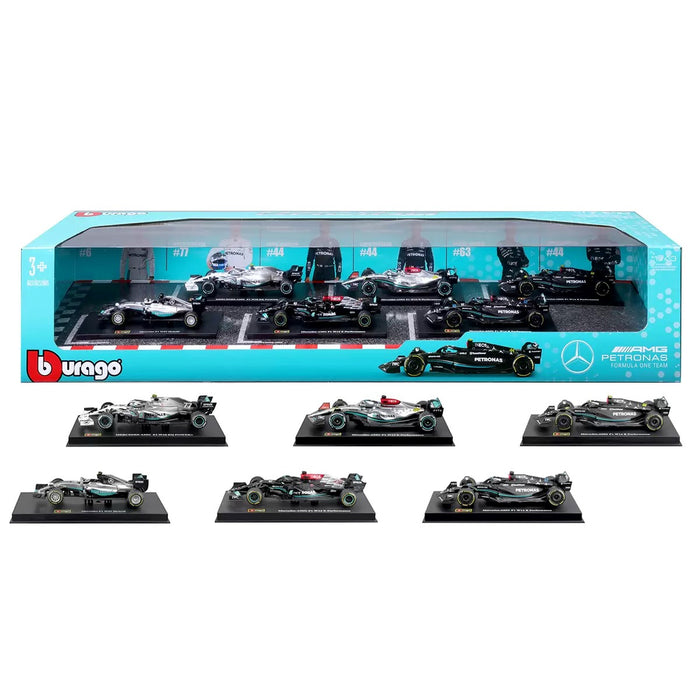 Burago 1:43 Formula Racing Die Cast With Plastic 6 Pack Car Model Mercedes Benz