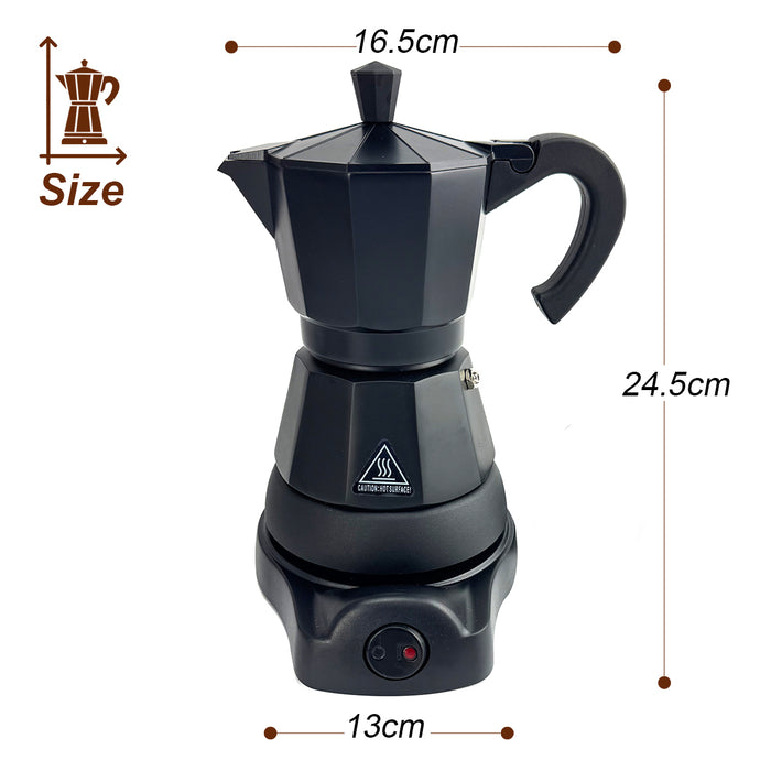 Electric Aluminium Moka Coffee Maker Espresso Italian Classic auto power off Home 3/6Cups