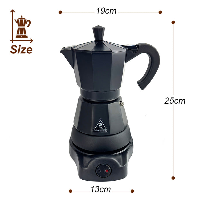 Electric Aluminium Moka Coffee Maker Espresso Italian Classic auto power off Home 3/6Cups