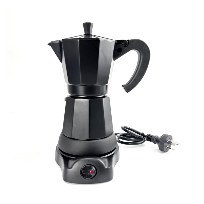 Electric Aluminium Moka Coffee Maker Espresso Italian Classic auto power off Home 3/6Cups