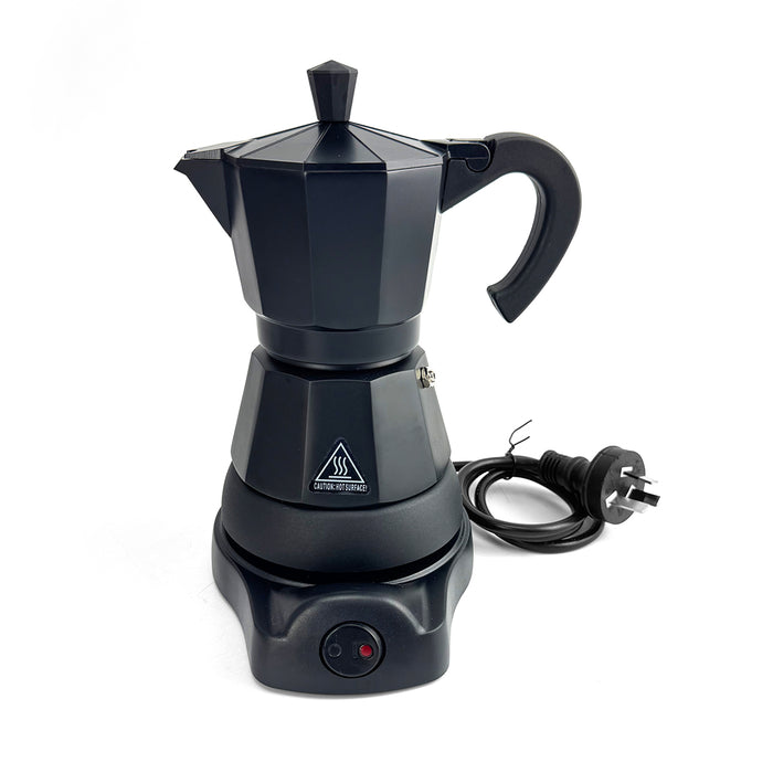 Electric Aluminium Moka Coffee Maker Espresso Italian Classic auto power off Home 3/6Cups