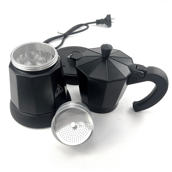 Electric Aluminium Moka Coffee Maker Espresso Italian Classic auto power off Home 3/6Cups