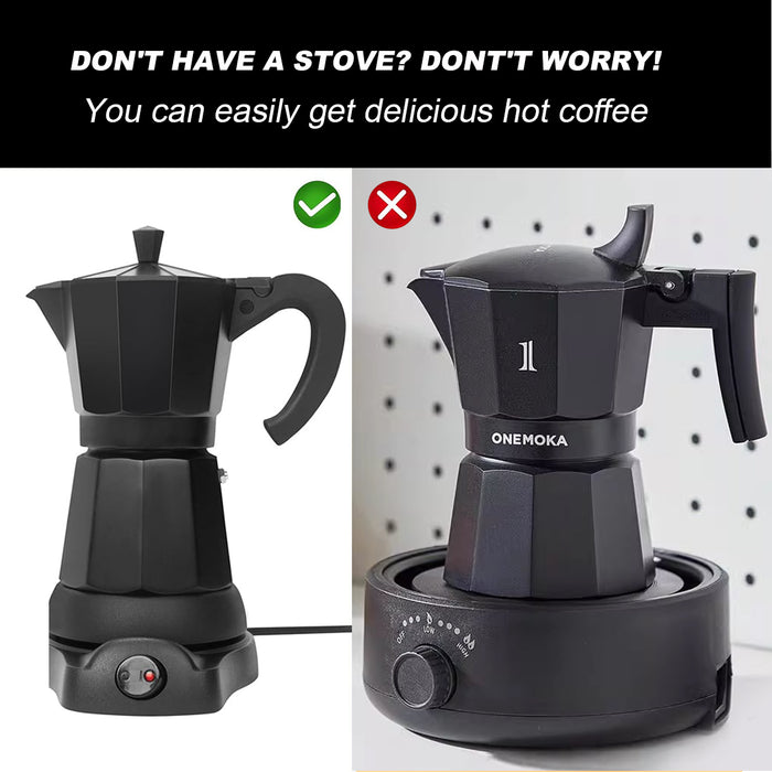 Electric Aluminium Moka Coffee Maker Espresso Italian Classic auto power off Home 3/6Cups