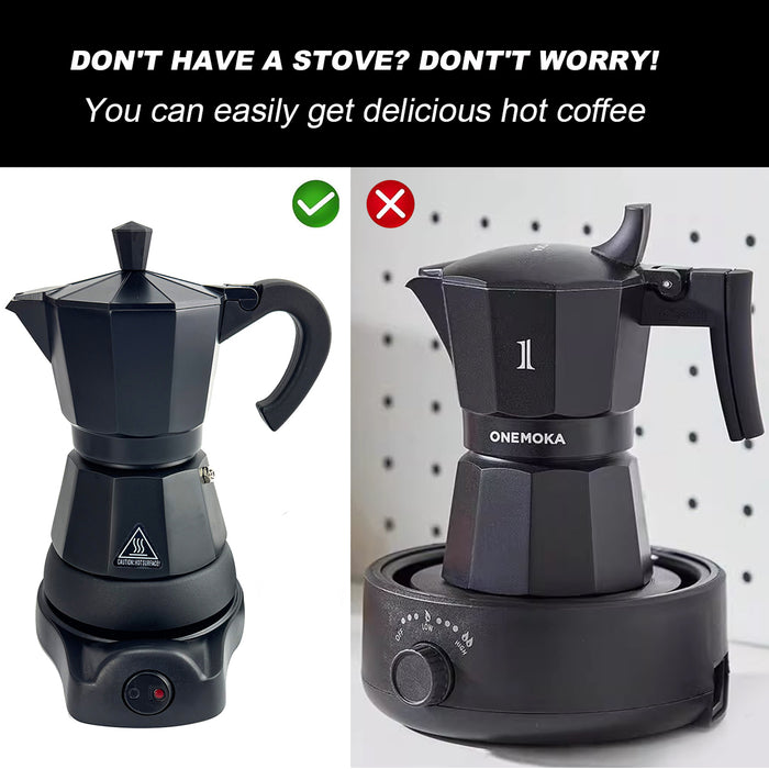 Electric Aluminium Moka Coffee Maker Espresso Italian Classic auto power off Home 3/6Cups