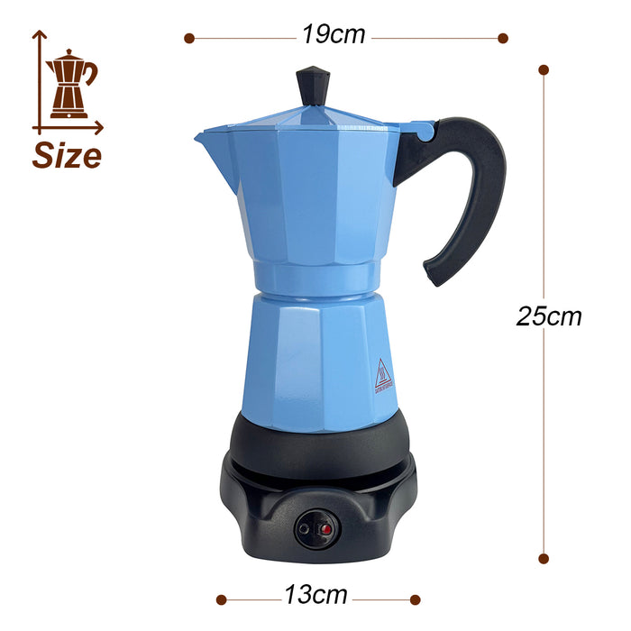 Electric Aluminium Moka Coffee Maker Espresso Italian Classic auto power off Home 3/6Cups