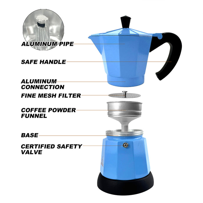 Mornest Electric Aluminium Moka Coffee Maker Espresso Italian Classic auto power off Home 3/6Cups Trade Me