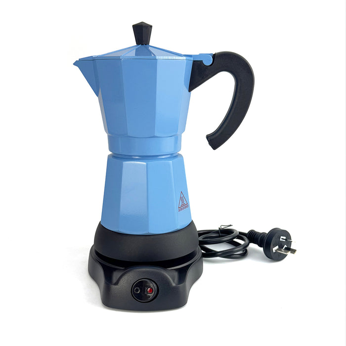Electric Aluminium Moka Coffee Maker Espresso Italian Classic auto power off Home 3/6Cups