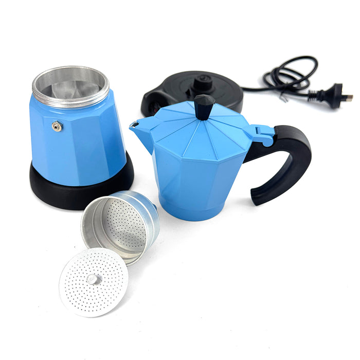 Electric Aluminium Moka Coffee Maker Espresso Italian Classic auto power off Home 3/6Cups