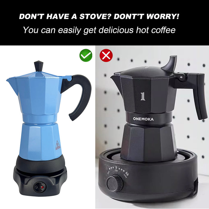 Electric Aluminium Moka Coffee Maker Espresso Italian Classic auto power off Home 3/6Cups