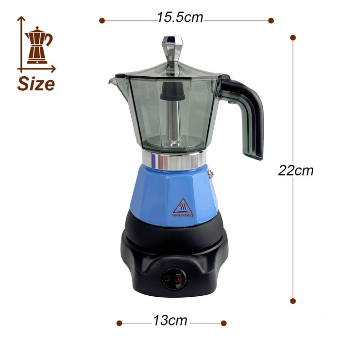 Electric Moka Coffee Maker Espresso Italian Classic Auto power off for Home 3/6Cups