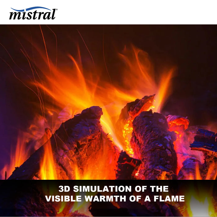 Mistral 2000W Flame Effect Electric Heater 2 Heat Settings With Remote Control AUSTOCK