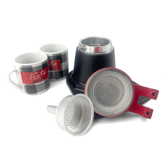 Mornest Red Mini expresso 2 cups ceramics coffee maker set Moka Coffee Maker Italian Classic