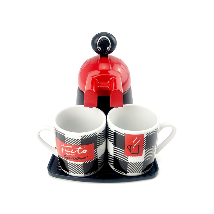 Mornest Red Mini expresso 2 cups ceramics coffee maker set Moka Coffee Maker Italian Classic