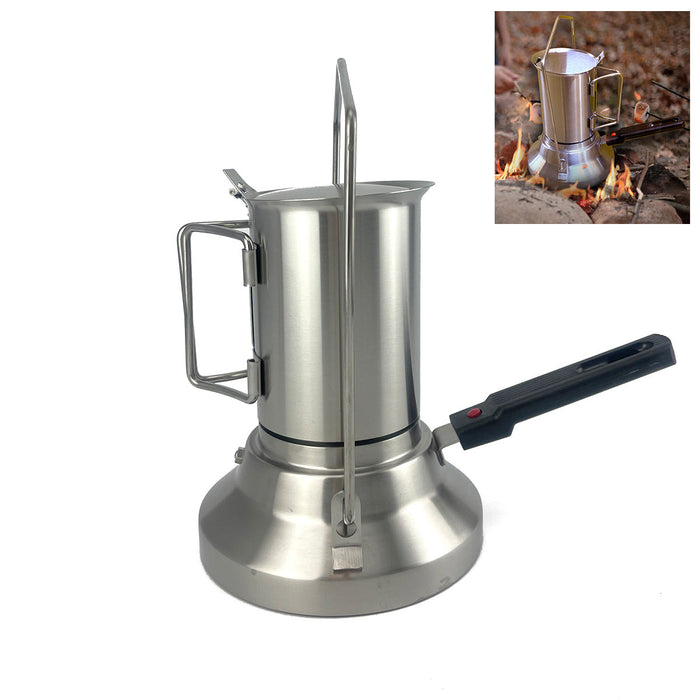 2 In 1 Camping Stainless Steel 9Cup Pot Moka Coffee Maker Italian Espresso Kettle 2024 NEW MODLE