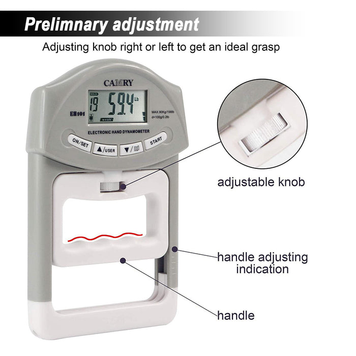 CAMRY Digital Dynamometer Hand Grip Strength Muscle Tester Electronic Power Measure