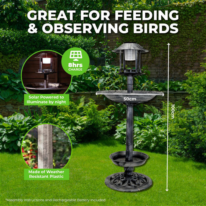 Garden Greens With Feeding Station And Lights 1M Bird Bath Solar Power Trade Me