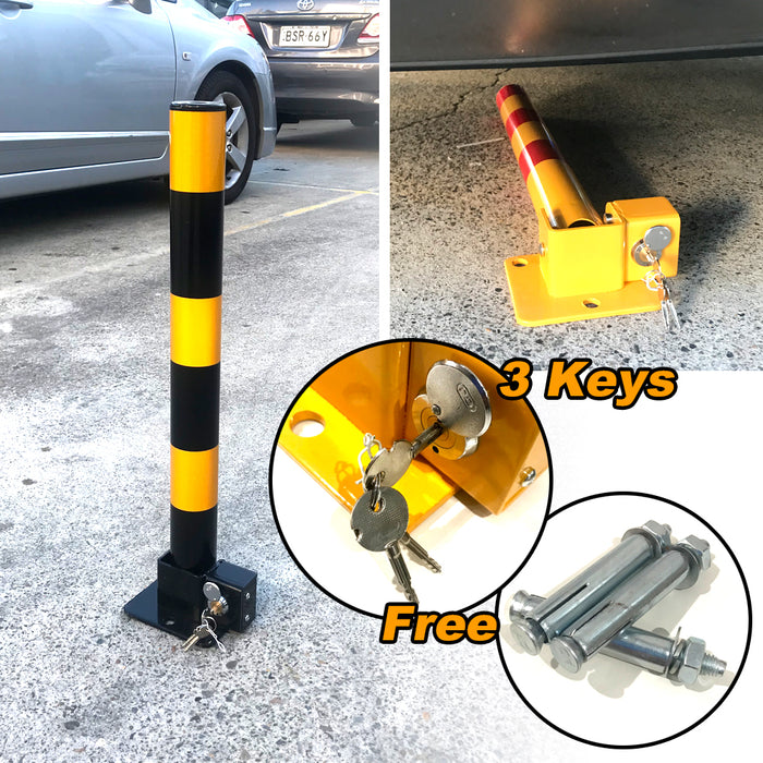 Black Parking Bollard locker Barrier Key Alike Or Independent Fold Down Vehicle