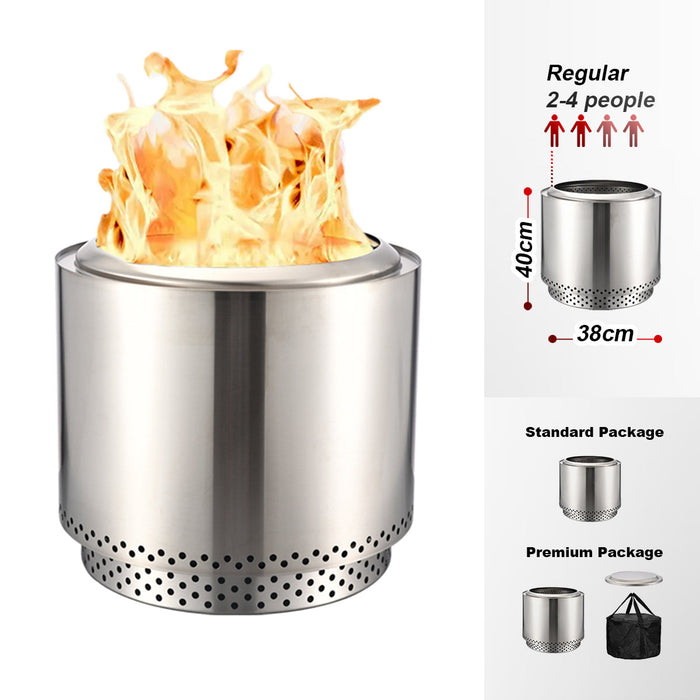 TOW Smokeless Fire Pit 15inch Wood Burning Fireplaces Portable Outdoor Bonfire Firepit with Stand, Backyard, Patio & Camping, Stainless Steel, Easy Ignition & Setup Trade Me