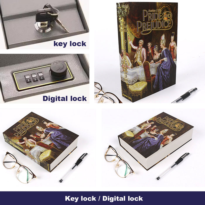 Cash Money box Locker Secret Safe Security Book Hidden With 2Key Or Digital Lock