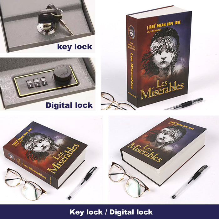 Cash Money box Locker Secret Safe Security Book Hidden With 2Key Or Digital Lock