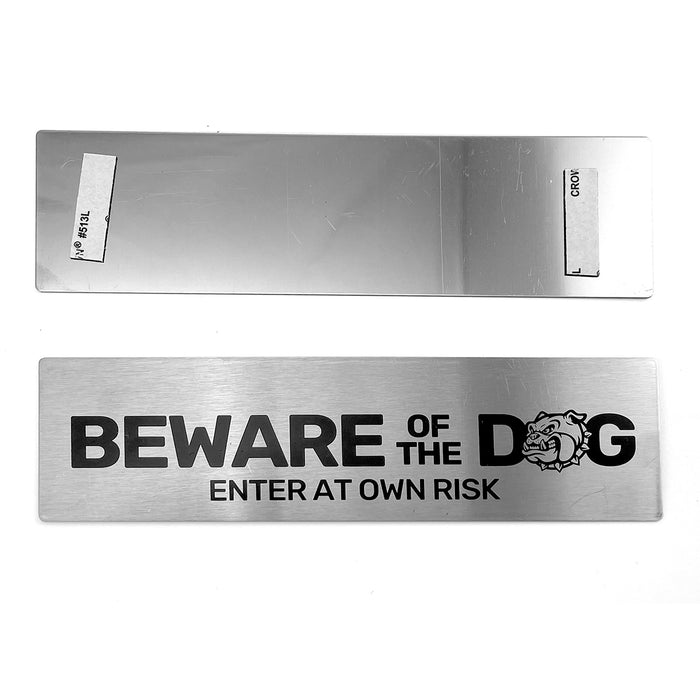 Stainless Steel modern BEWARE OF THE DOGSign 5.5X19cm self adhesive sign AU STOCK