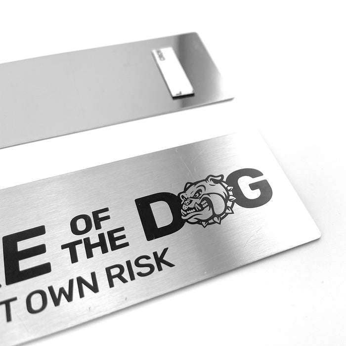 Stainless Steel modern BEWARE OF THE DOGSign 5.5X19cm self adhesive sign AU STOCK