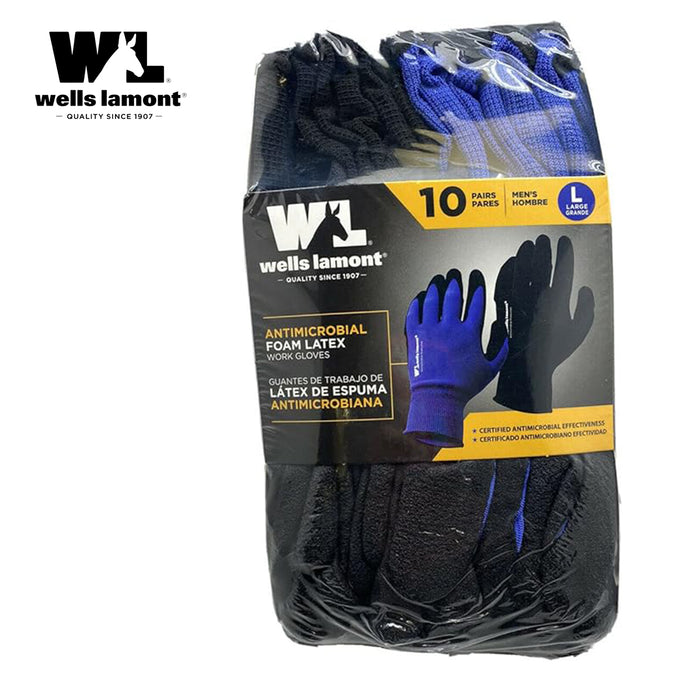 Wells lamont Foam Latex Dipped Work Gloves  Water Repellent 10 Pairs S/M/L