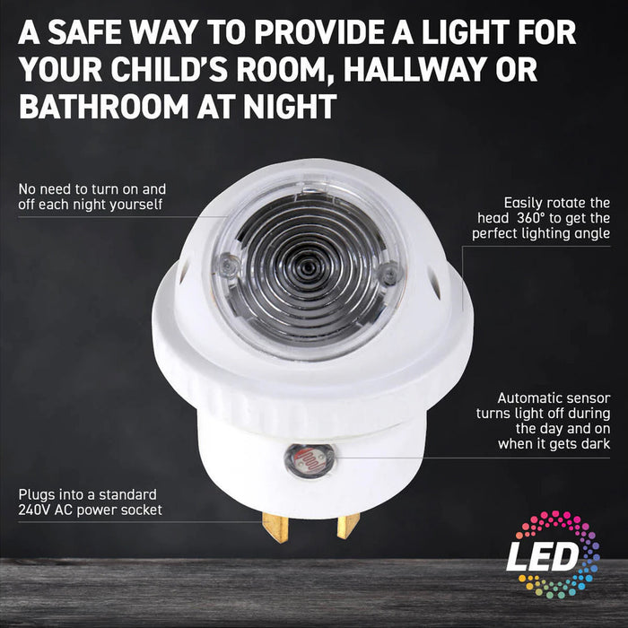 3X 360 Degree Swivel Night Light Auto Sensor Auto LED 240 V Plug In 6.5 x 5cm AU