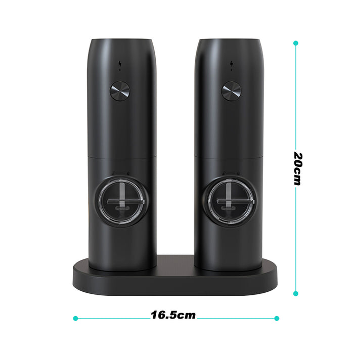 Electric Pepper Grinder &amp; Salt Mill Set - USB Rechargeable, Adjustable Coarseness, Ceramic Grinder, LED Light, Spice Mill for Pepper, Salt, Herbs