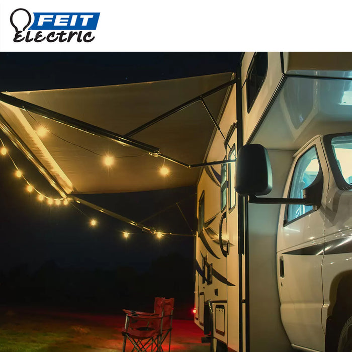 Feit 14.6m / 48ft Filament String Lights Set 24 LED Bulb+2 Spare Outdoor Or Indoor