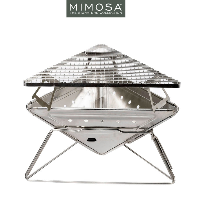 Mimosa Durable Stainless Steel Folding BBQ Fire Pit 12L Capacity 56cm Portable