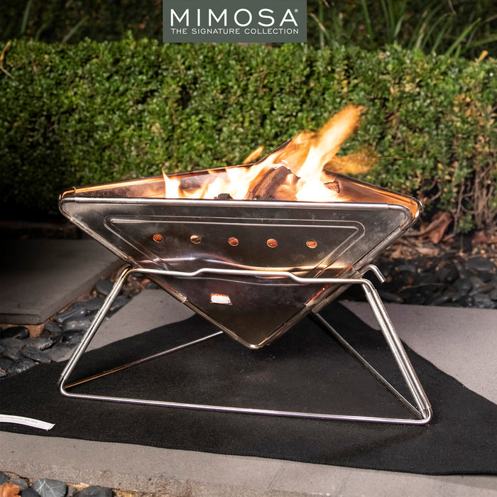 Mimosa Durable Stainless Steel Folding BBQ Fire Pit 12L Capacity 56cm Portable