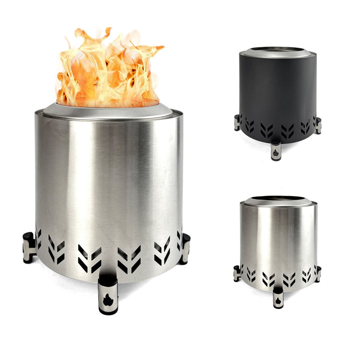 TOW Smokeless Fire Pit,  7Inch Wood Burning Fireplaces with Removable Ash Pan, Portable Outdoor Bonfire Firepit with Stand, Backyard, Patio & Camping, Stainless Steel, Easy Ignition & Setup