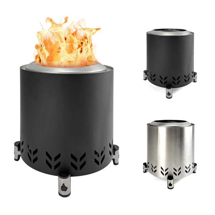 TOW Smokeless Fire Pit,  7Inch Wood Burning Fireplaces with Removable Ash Pan, Portable Outdoor Bonfire Firepit with Stand, Backyard, Patio & Camping, Stainless Steel, Easy Ignition & Setup