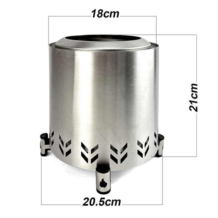 TOW Smokeless Fire Pit,  7Inch Wood Burning Fireplaces with Removable Ash Pan, Portable Outdoor Bonfire Firepit with Stand, Backyard, Patio & Camping, Stainless Steel, Easy Ignition & Setup