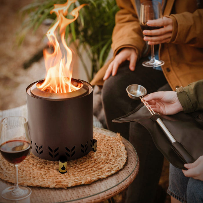 TOW Smokeless Fire Pit,  7Inch Wood Burning Fireplaces with Removable Ash Pan, Portable Outdoor Bonfire Firepit with Stand, Backyard, Patio & Camping, Stainless Steel, Easy Ignition & Setup
