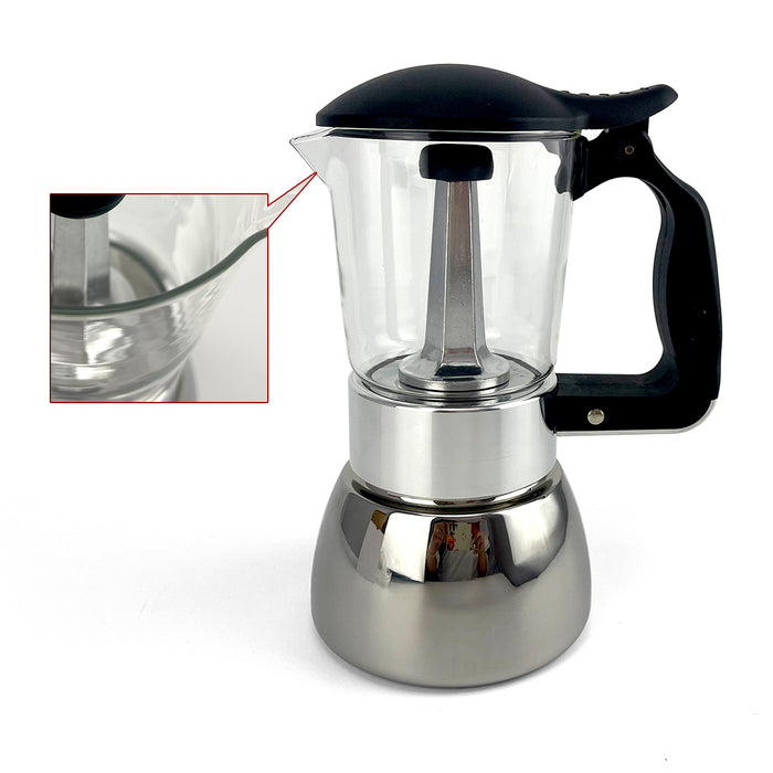 Borosilicate Glass Stainless Steel Moka Pot Coffee Maker Italian Espresso AU