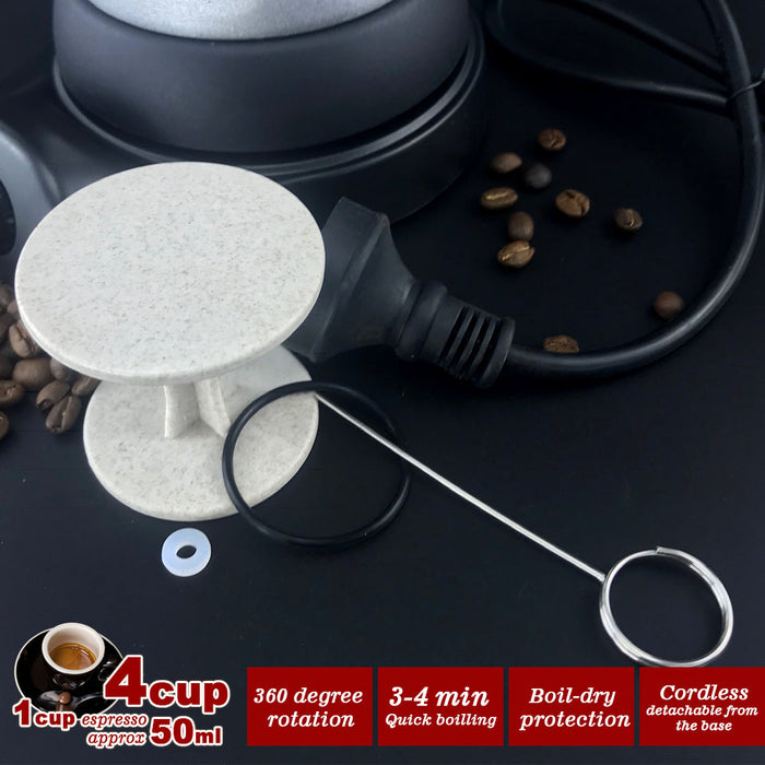High Pressure Electric Moka Coffee Maker/Cafeteria Espresso Moka 4Cups PC & Aluminum Trade Me