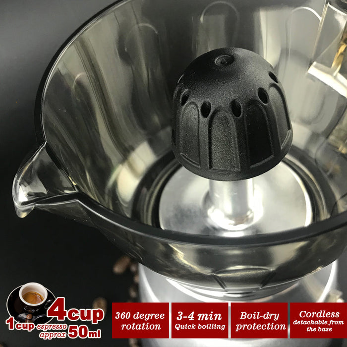 High Pressure Electric Moka Coffee Maker/Cafeteria Espresso Moka 4Cups PC & Aluminum Trade Me
