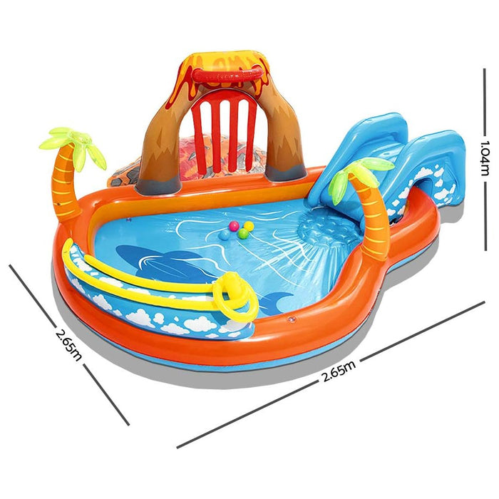 Bestway Inflatable Lava Lagoon Pool Water Play Centre For Kids 265x104cm Splash Large