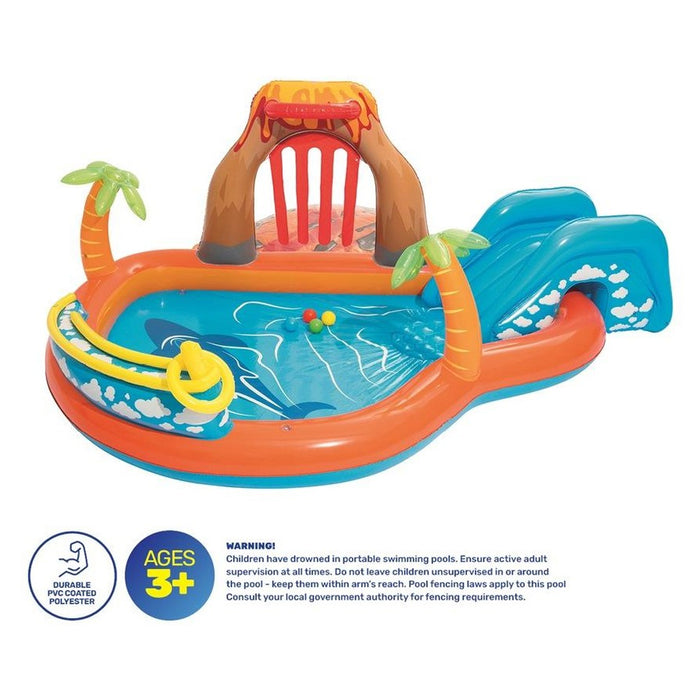 Bestway Inflatable Lava Lagoon Pool Water Play Centre For Kids 265x104cm Splash Large